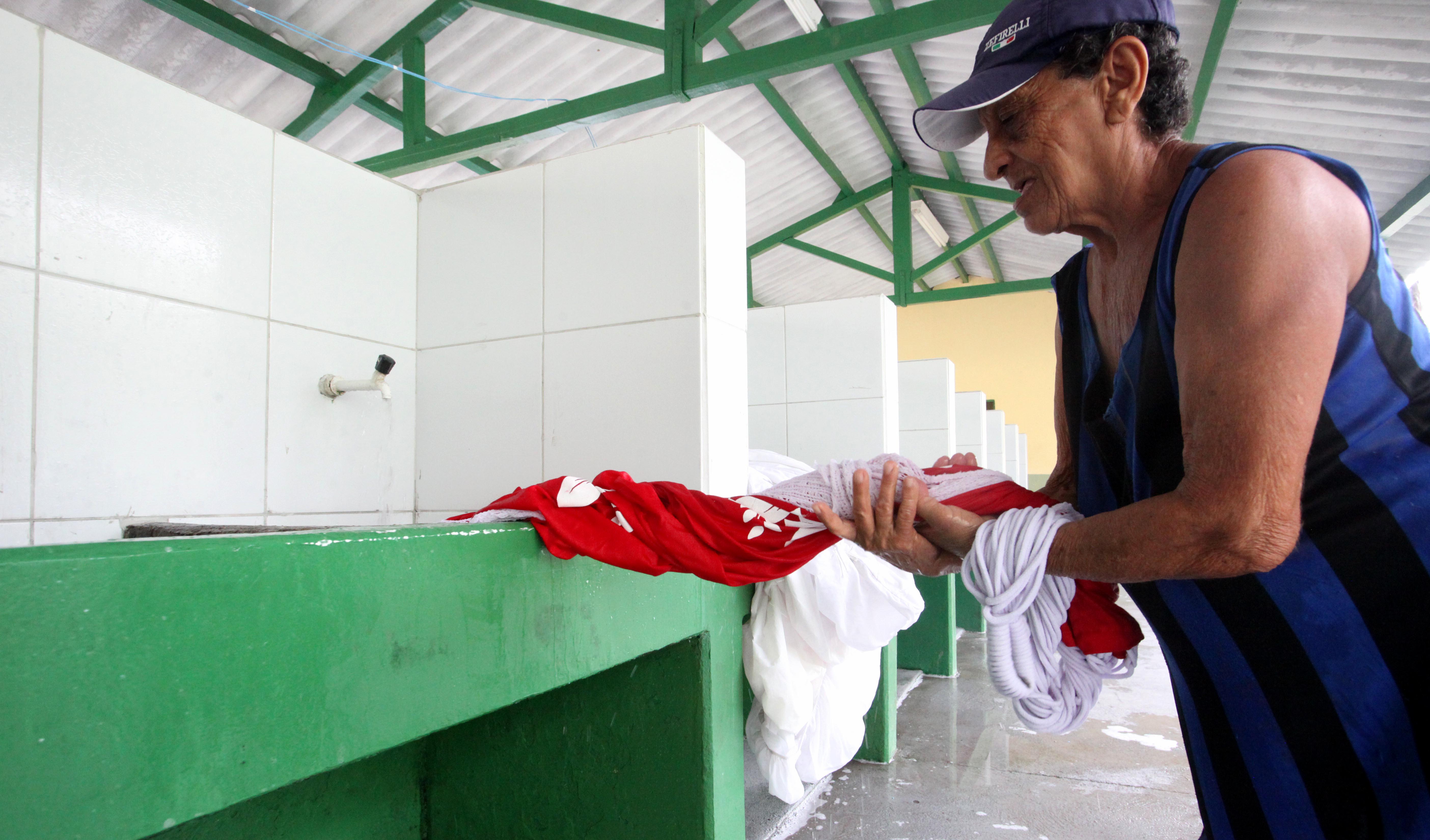 lavandeira torce uma rede