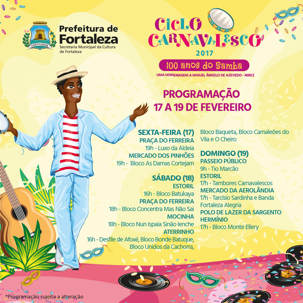 cartaz da programação do carnaval