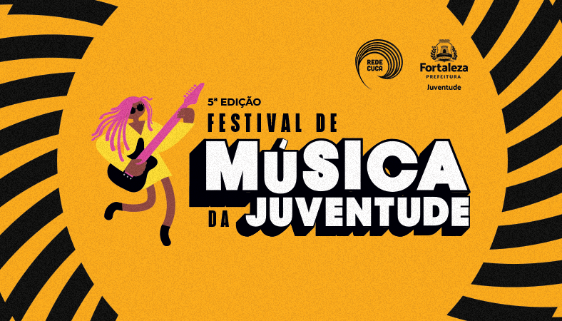 banner com logo do festival de música da juventude