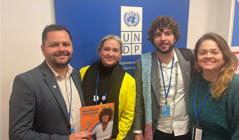Foto do secretário da Juventude de Fortaleza durante fórum na Onu