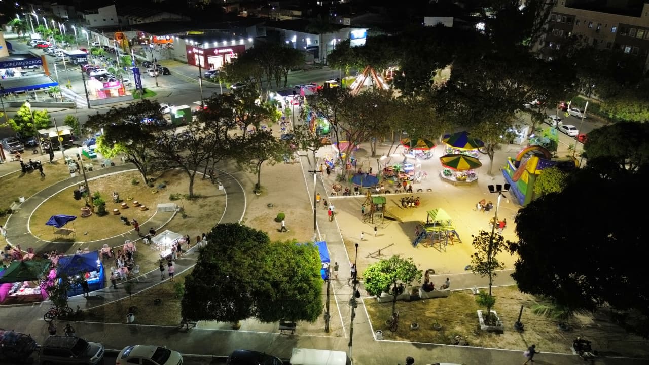 Vista aérea da Praça Arthur Braga, na Messejana