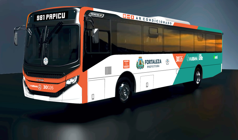 Imagem de um ônibus com novo layout