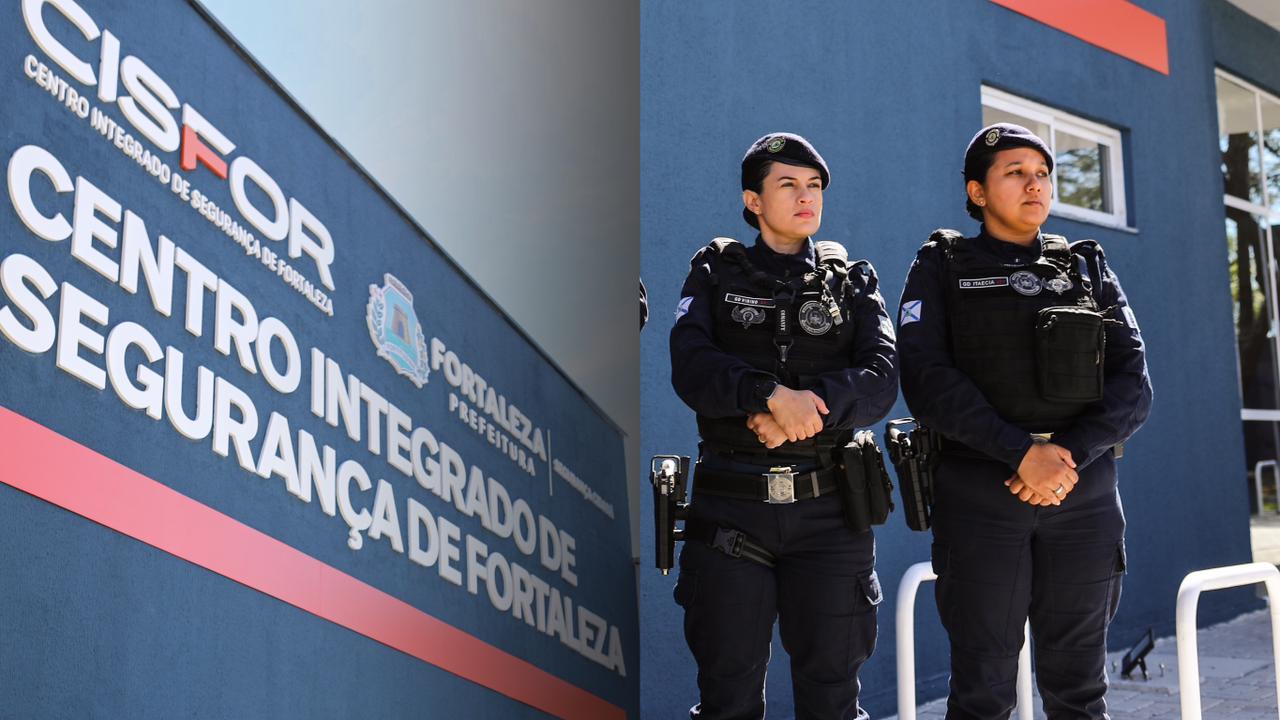 duas guardas municipais paradas na entrada do Cisfor