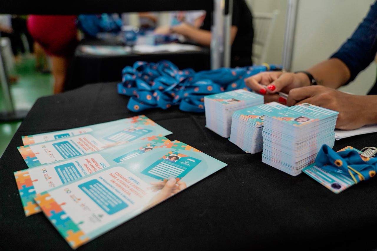 A foto mostra a superfície de uma mesa em que estão organizadas as Cipteas para serem entregues no evento
