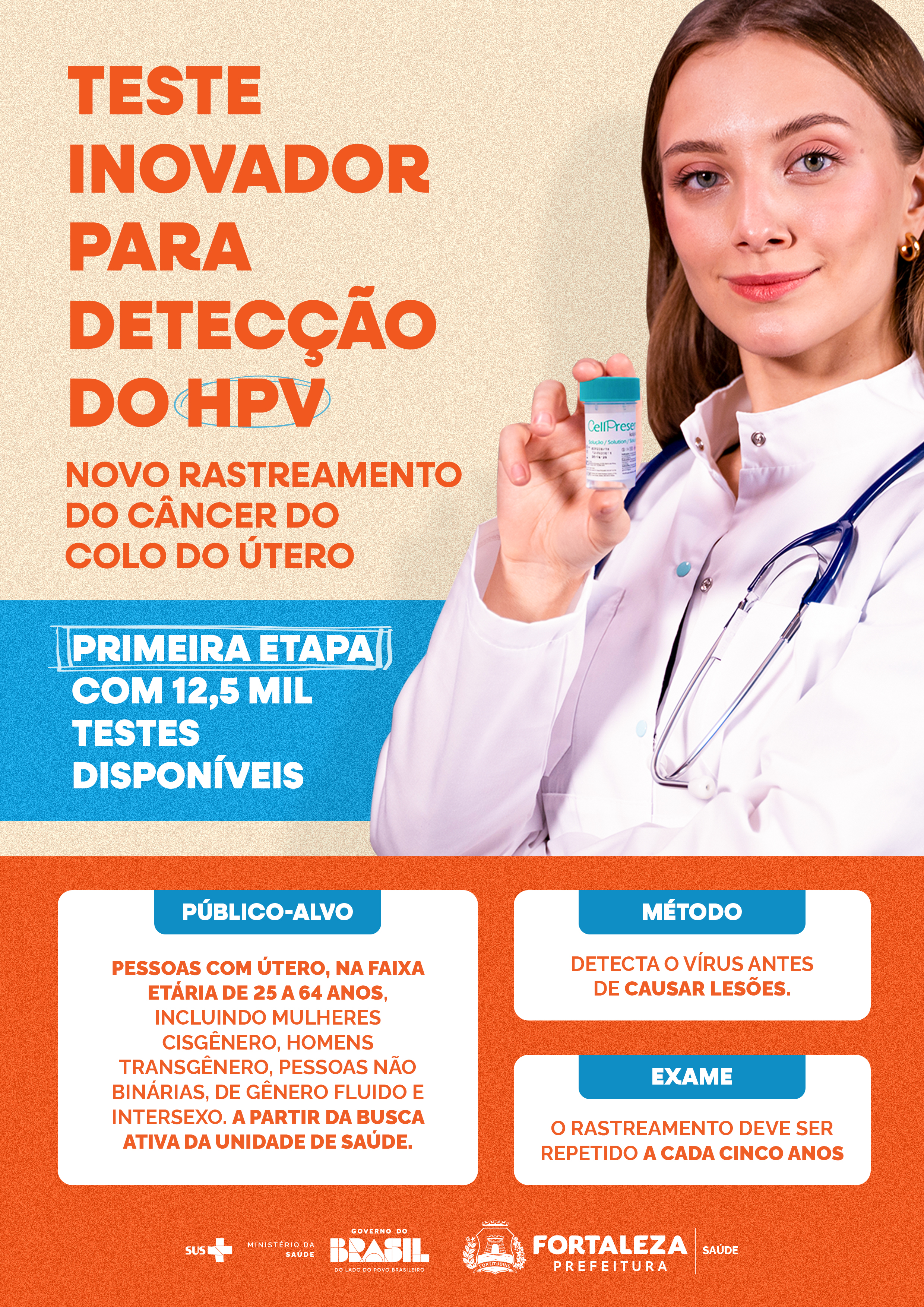 O Ministério da Saúde definiu como público-alvo dos novos testes pessoas com útero, na faixa etária de 25 a 64 anos