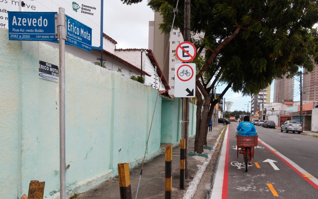 O trecho de ciclofaixa na Rua Érico Mota partirá da Av. Bezerra de Menezes, cruzando a Av. Jovita Feitosa até chegar à Rua César Fontenele