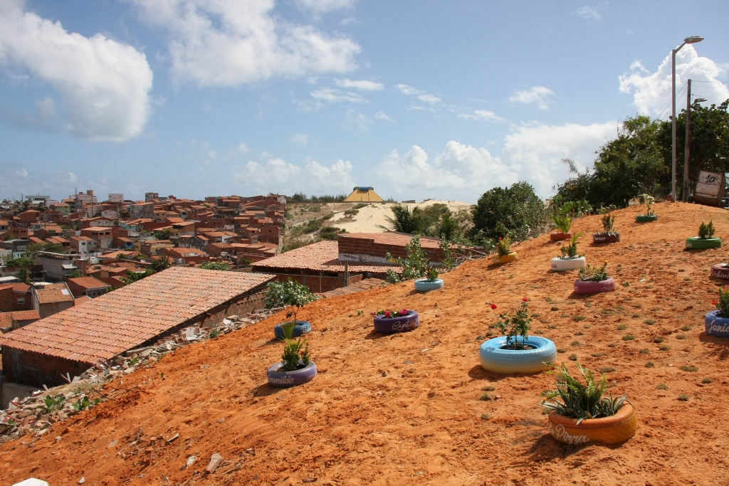 O local escolhido para o plantio das mudas foi ao lado da Praça do Mirante, principal equipamento de lazer do bairro (Foto: Kiko Silva)